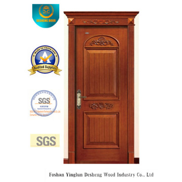 Porta de madeira maciça de estilo clássico com entalhe para interior (ds-8001)